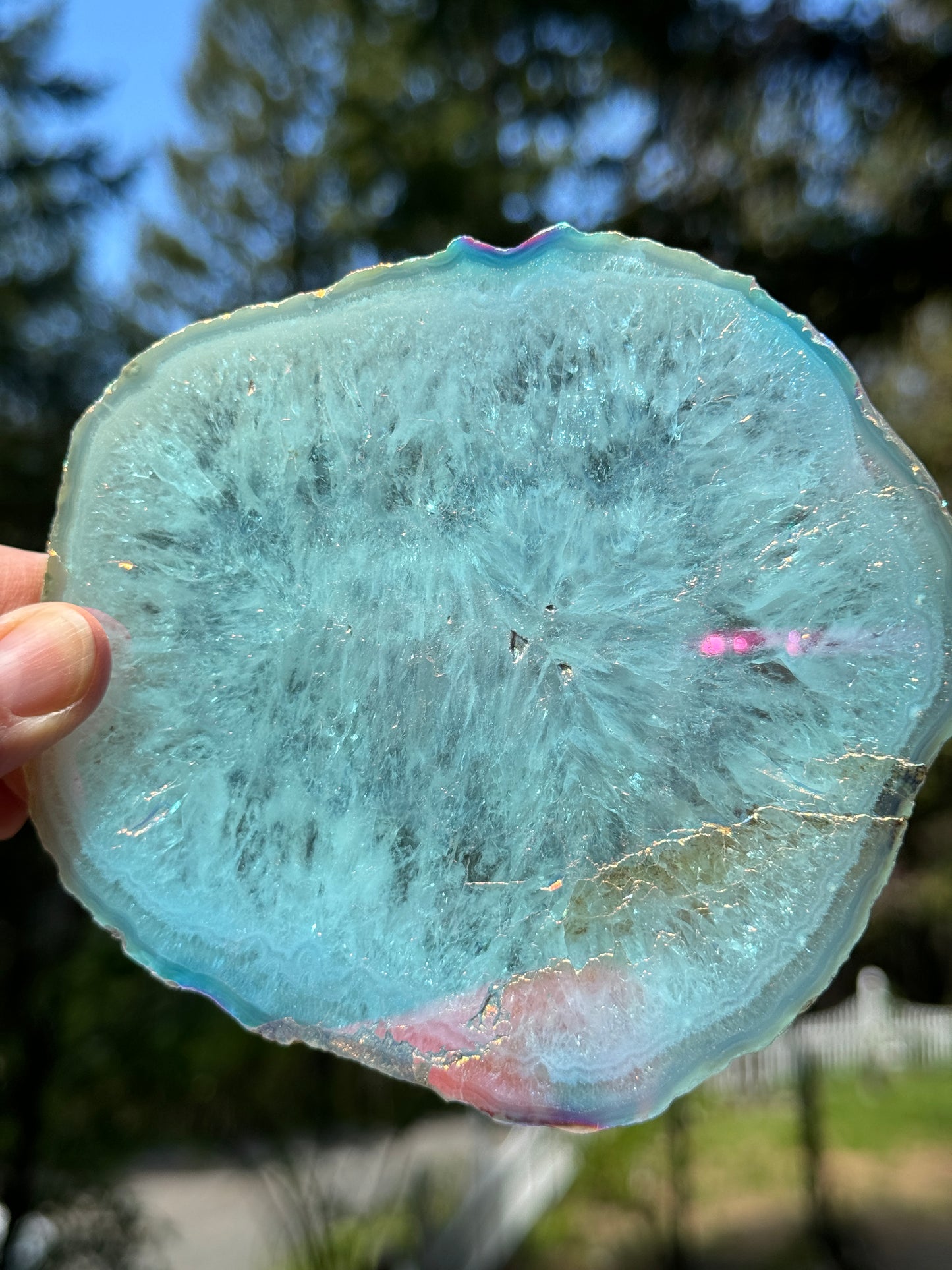 Angel Aura Agate Quartz Slice