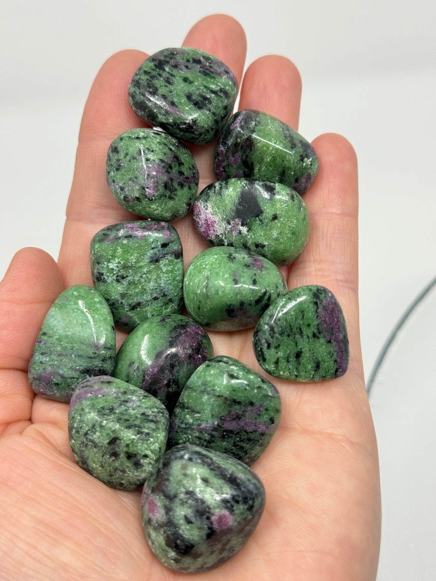 One Ruby in Zoisite Tumbled Stone
