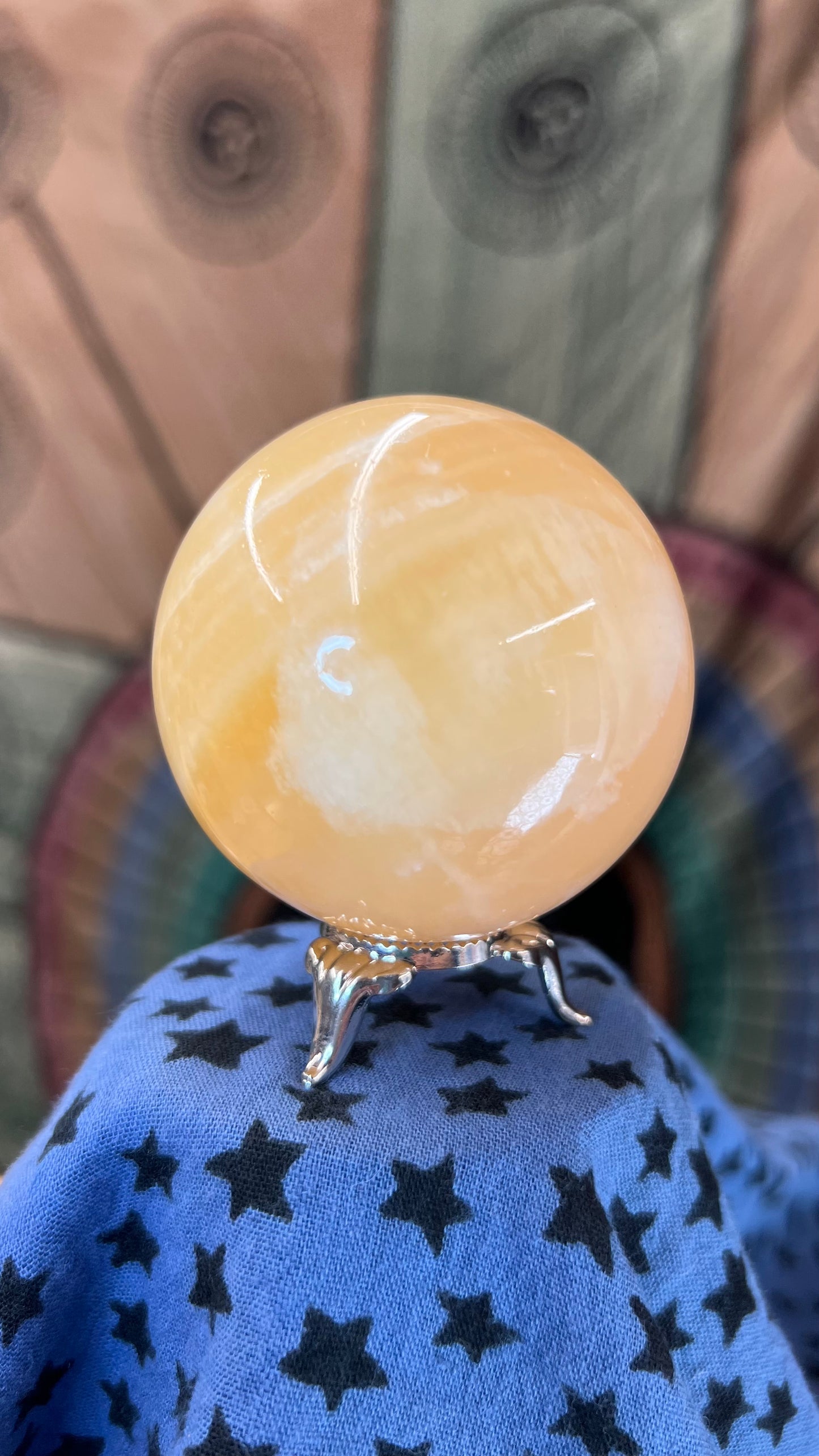 Orange Calcite Sphere with Display Stand