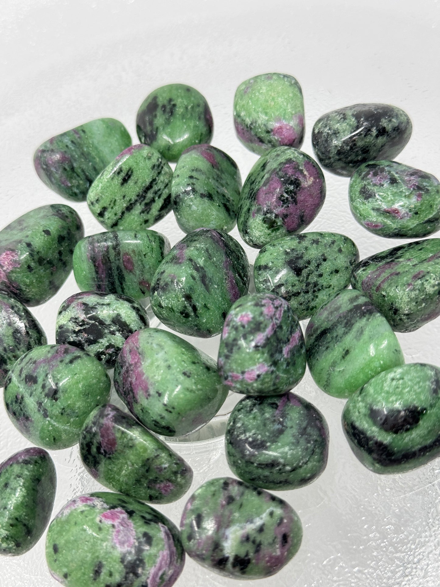 One Ruby in Zoisite Tumbled Stone
