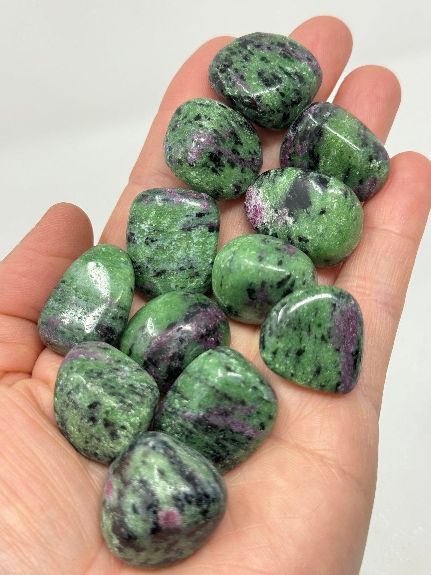 One Ruby in Zoisite Tumbled Stone