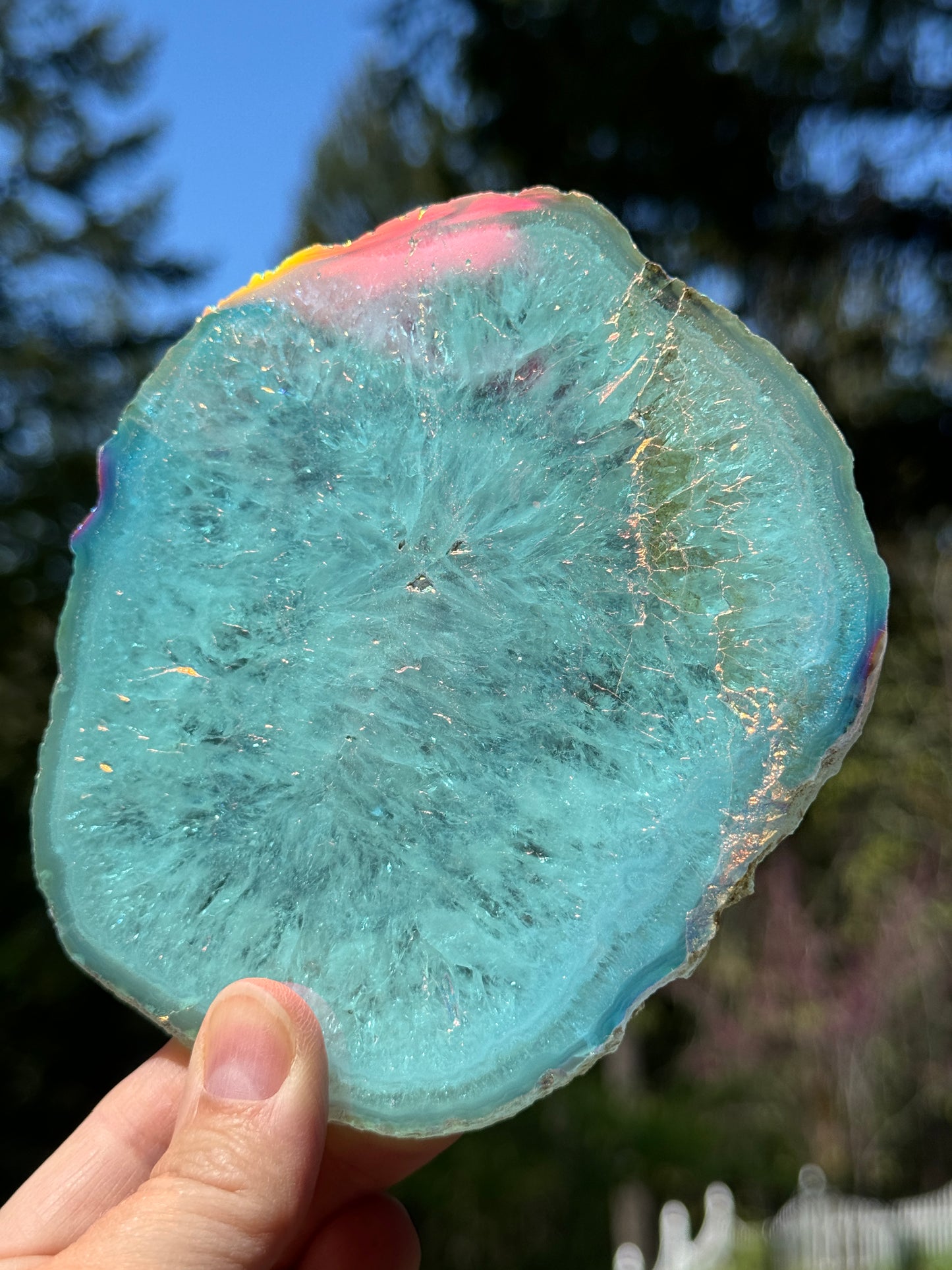 Angel Aura Agate Quartz Slice