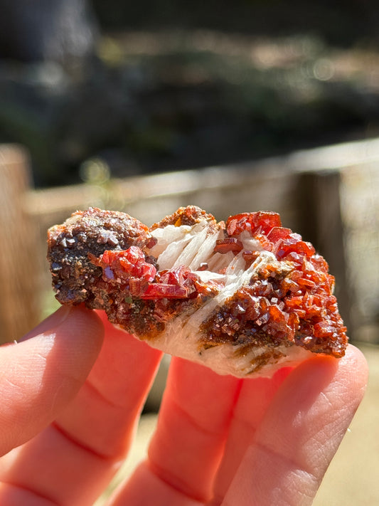 Vanadinite Crystal with Barite, 51g Morocco