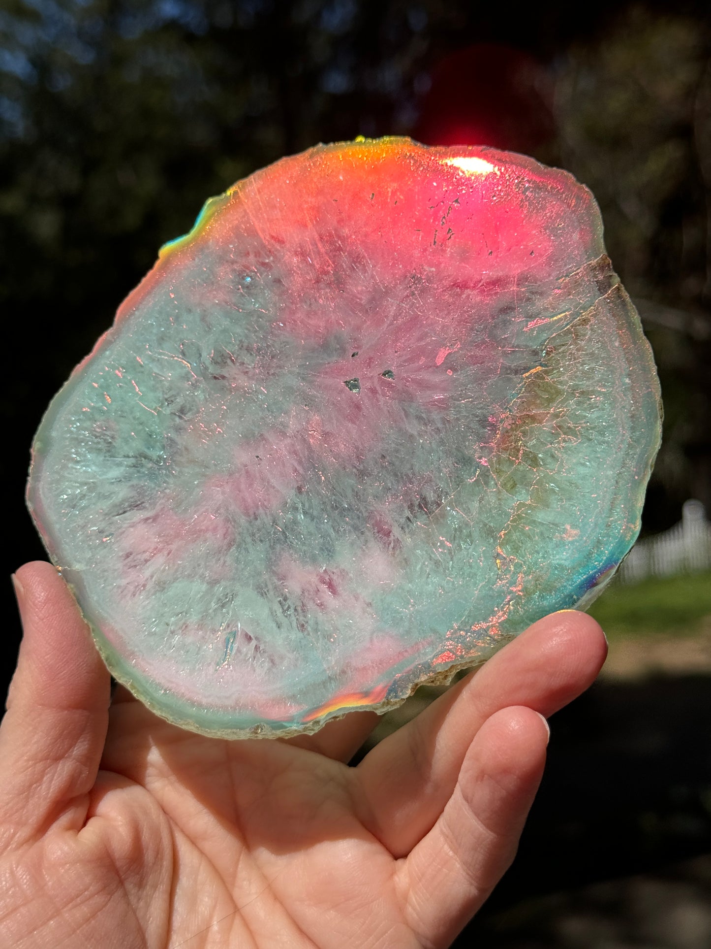 Angel Aura Agate Quartz Slice