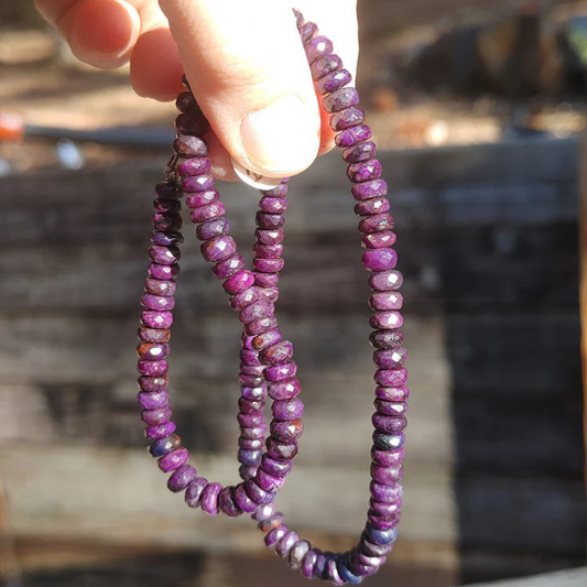 Sugilite Necklace Faceted, Rare Luvulite