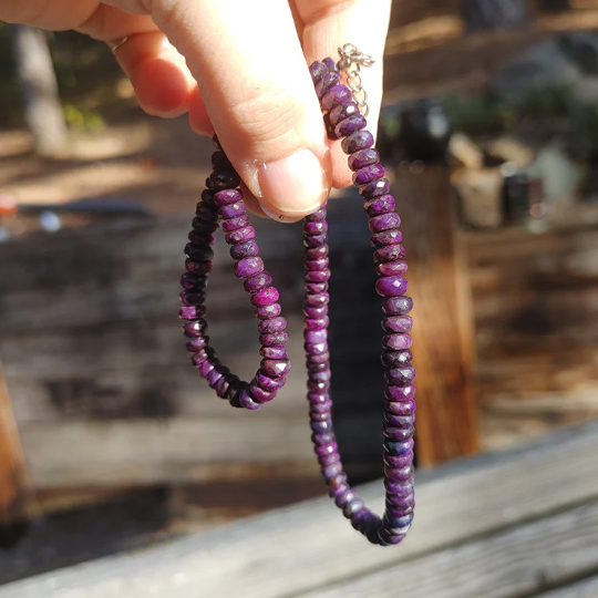 Sugilite Necklace Faceted, Rare Luvulite