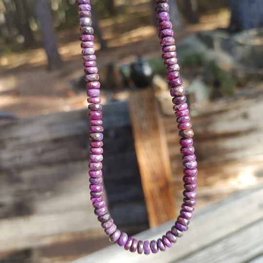 Sugilite Necklace Faceted, Rare Luvulite