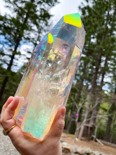 Large Angel Aura Lemurian Quartz Decorator