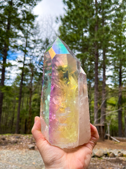 Large Angel Aura Lemurian Quartz Decorator