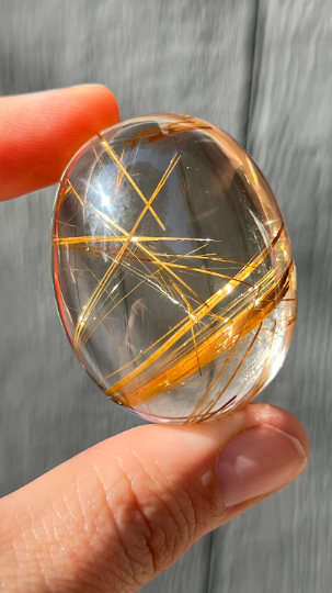 Prismatic Gold Rutile in Quartz, Brazil