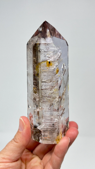 Quartz with Negative Crystal Phantoms & Enhydro, Lawrence Stoller