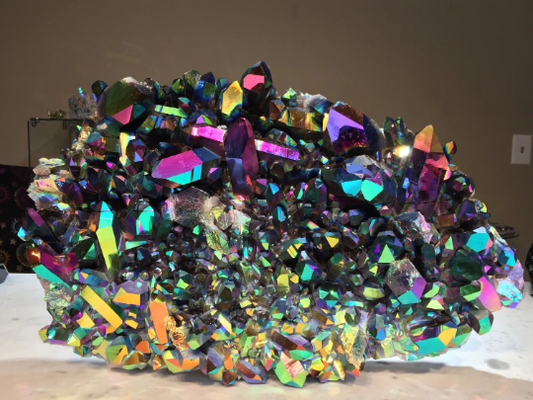 65lb Titanium Aura Lemurian Quartz Cluster