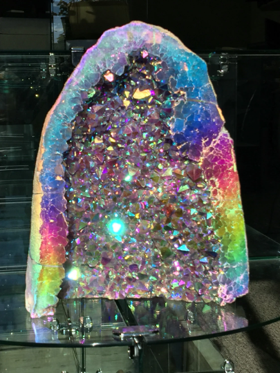 Rainbow Amethyst Aura Crystal Cathedral Geode