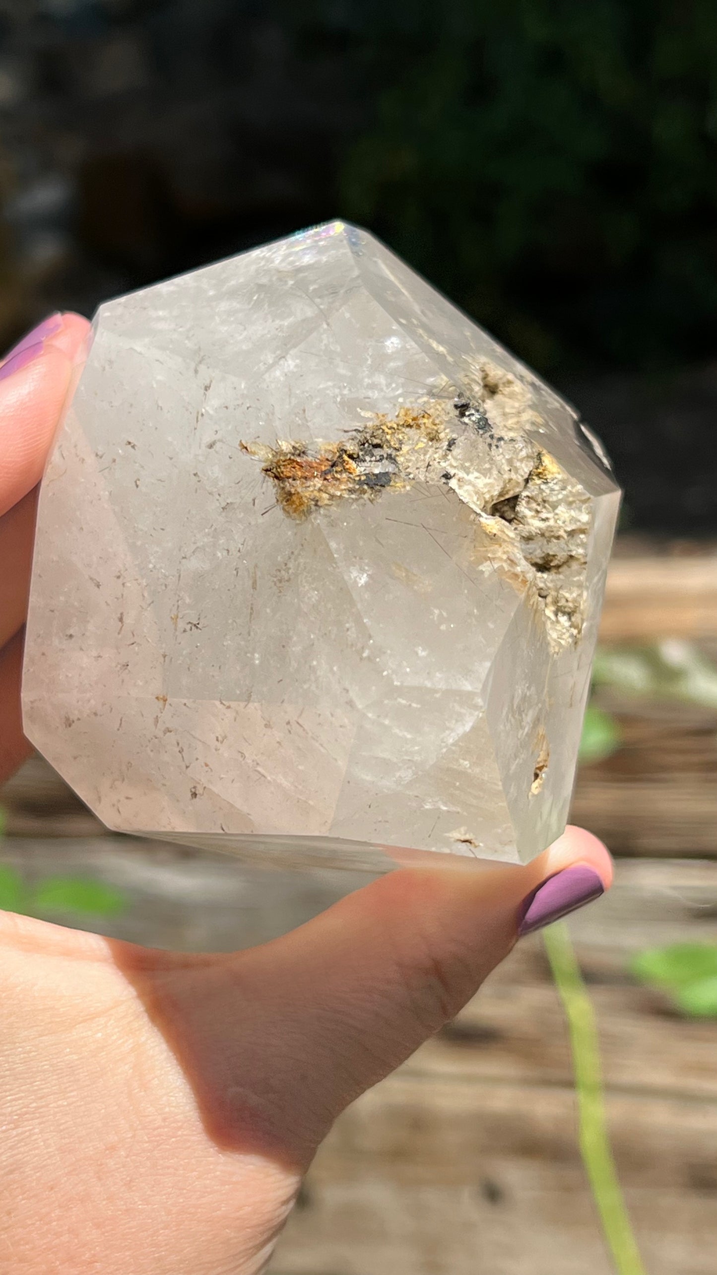 Quartz Scepter with Rutile and Garnets