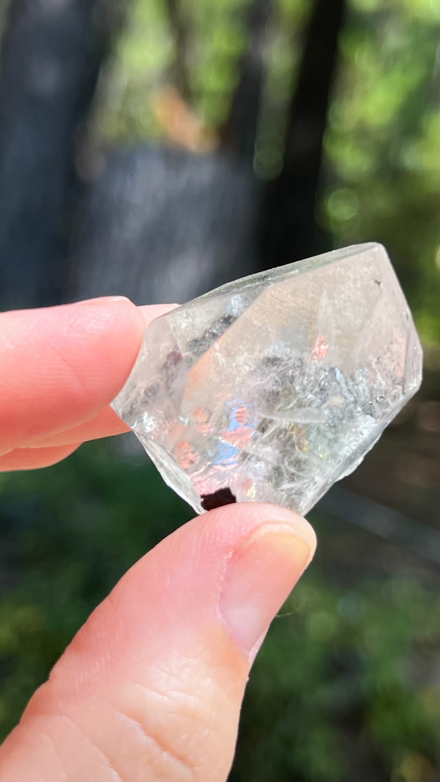 Quartz Point with Pyrite, Hematite and Rainbows