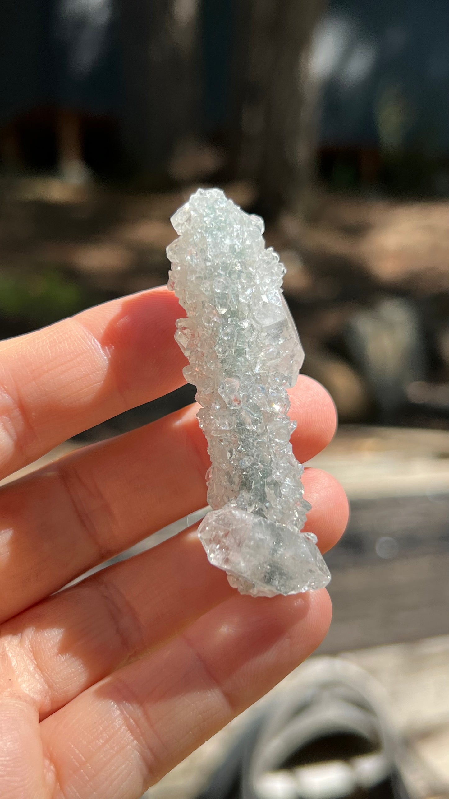 Apophyllite Crystals over Stalactite, India