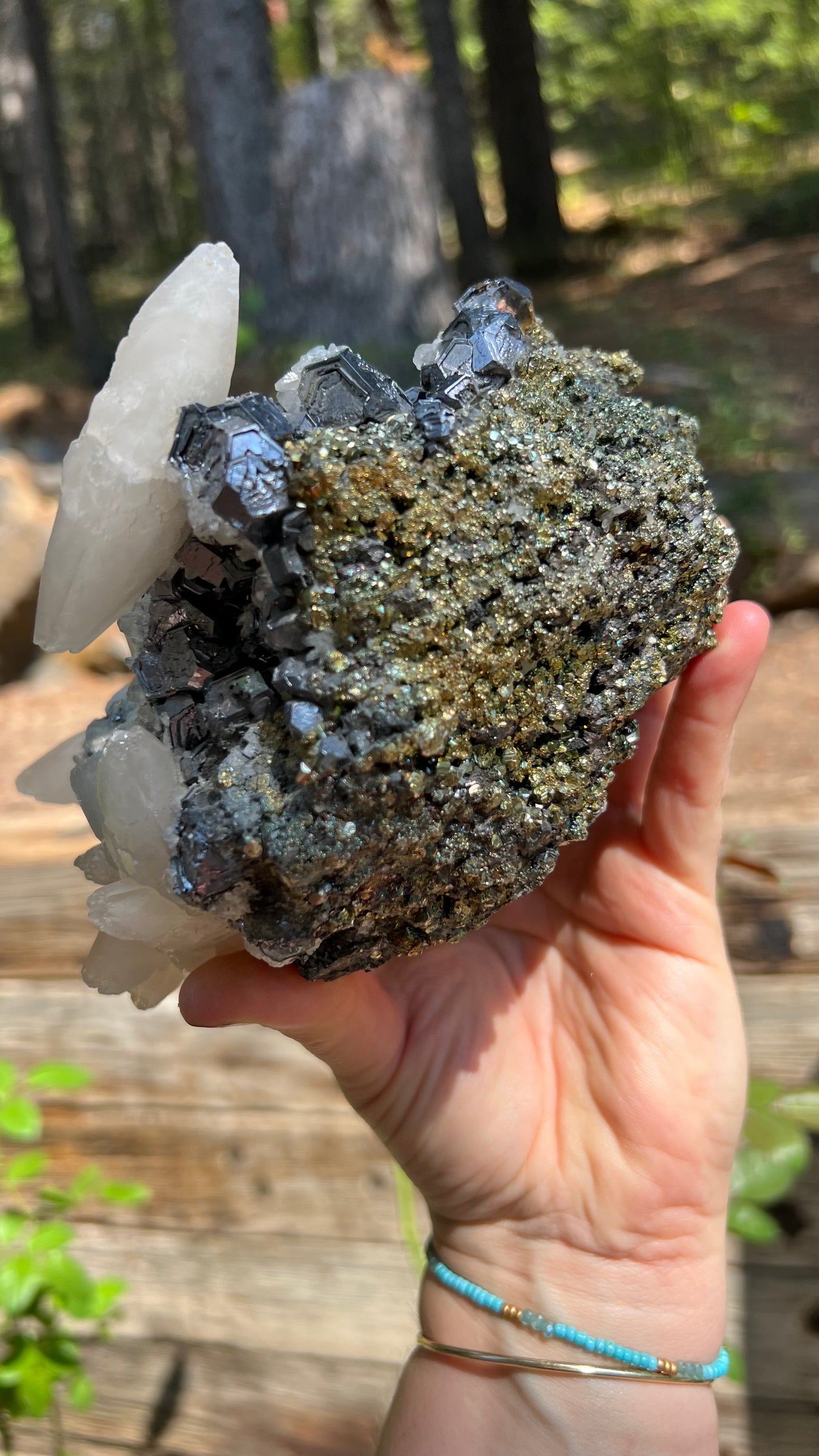 Arsenopyrite, Calcite and Pyrite Cluster, Peru