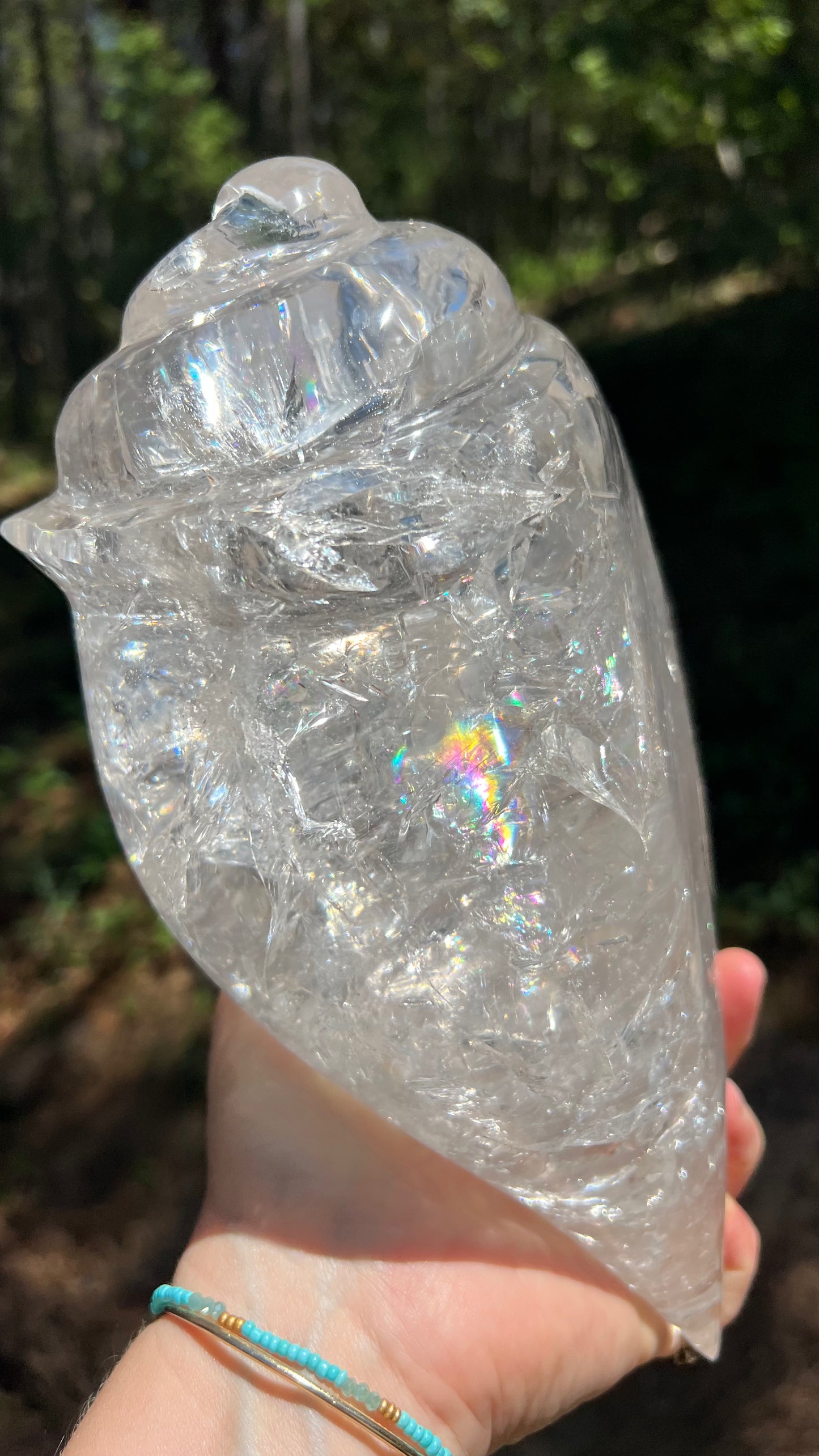 Prismatic Quartz Seashell Carving, 9lbs! Brazil