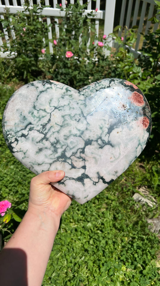 Large Ocean Jasper Heart, Home Decor 12lbs!
