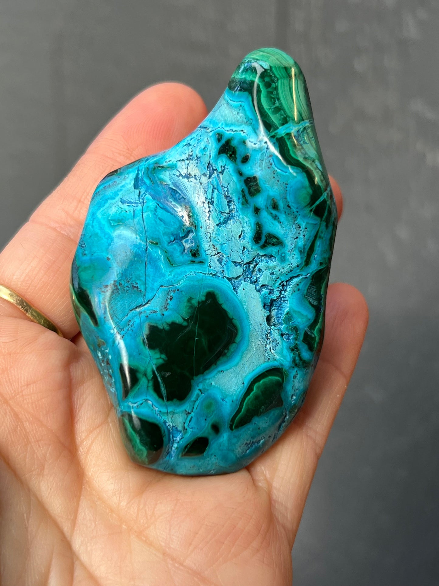 Malacolla Polished Stone, Malachite, Chrysocolla