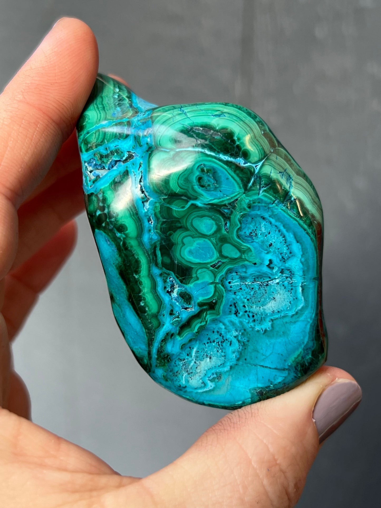 Malacolla Polished Stone, Malachite, Chrysocolla