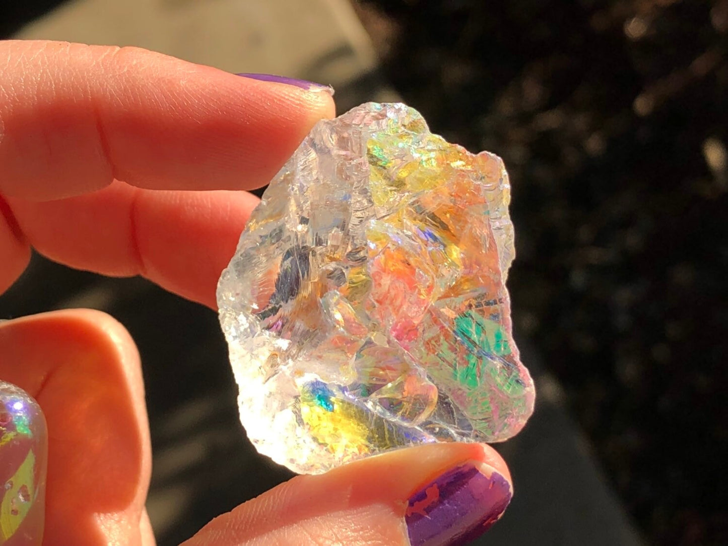 Pair of Angel Aura Quartz, Raw and Polished