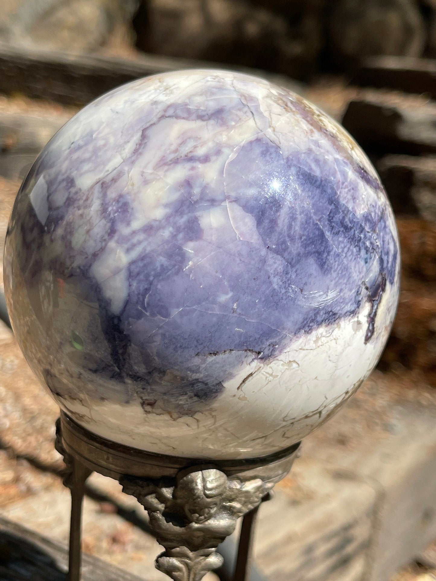 Bertrandite "Tiffany Stone" Sphere, Spor Mountain, Utah, Opalized Fluorite