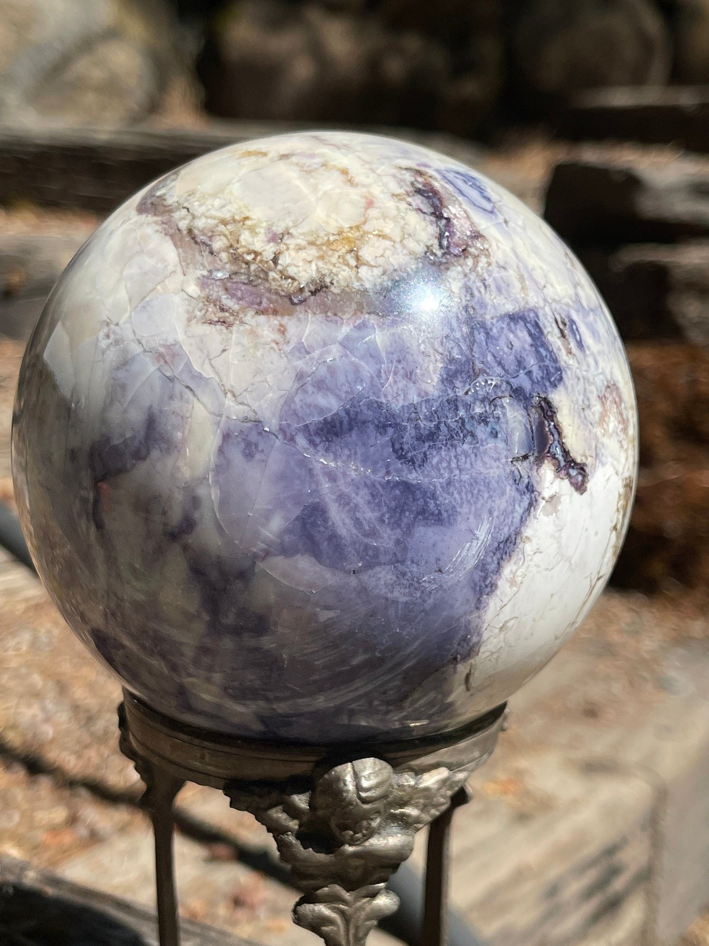 Bertrandite "Tiffany Stone" Sphere, Spor Mountain, Utah, Opalized Fluorite