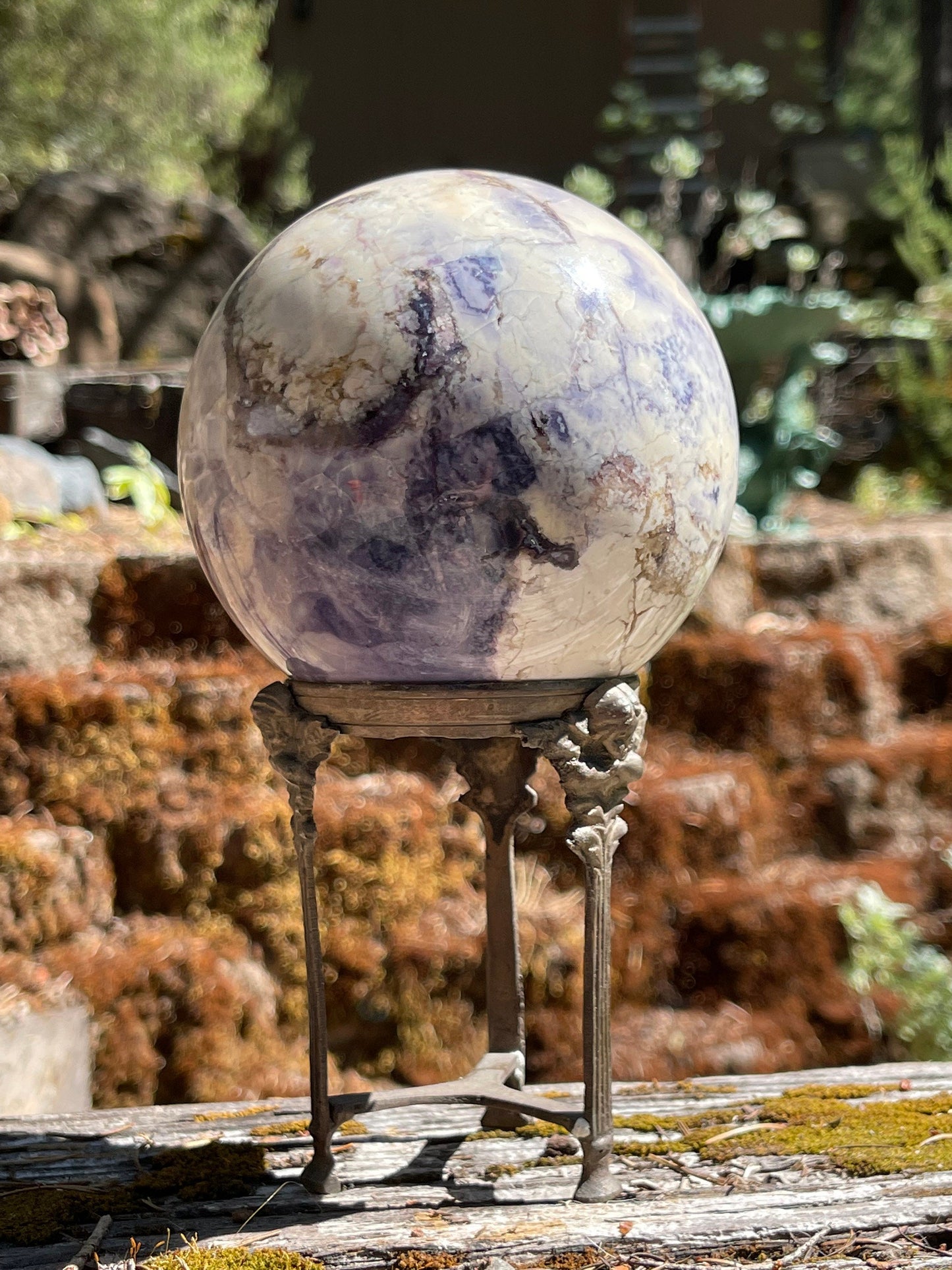 Bertrandite "Tiffany Stone" Sphere, Spor Mountain, Utah, Opalized Fluorite