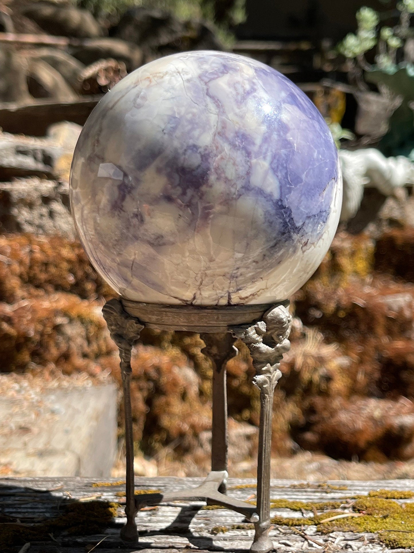 Bertrandite "Tiffany Stone" Sphere, Spor Mountain, Utah, Opalized Fluorite