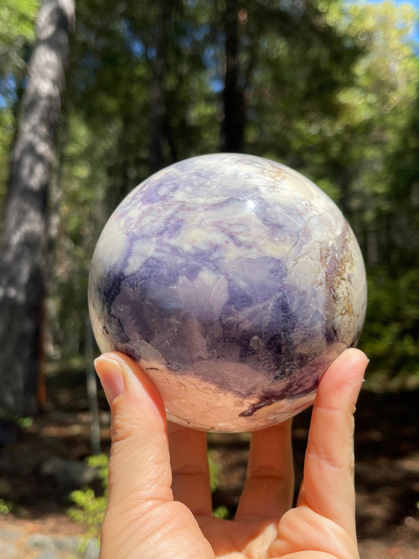 Bertrandite "Tiffany Stone" Sphere, Spor Mountain, Utah, Opalized Fluorite