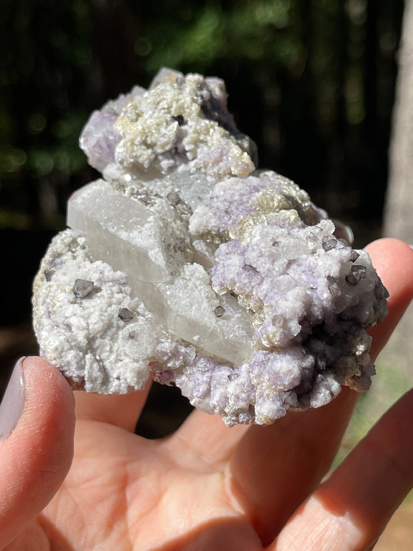 Scheelite, Lepidolite Phantom Fluorite & Quartz, Yaogangxian Minerals, Rare Minerals, Heart, Crown Chakra, Metaphysical Crystals, Q6-1001