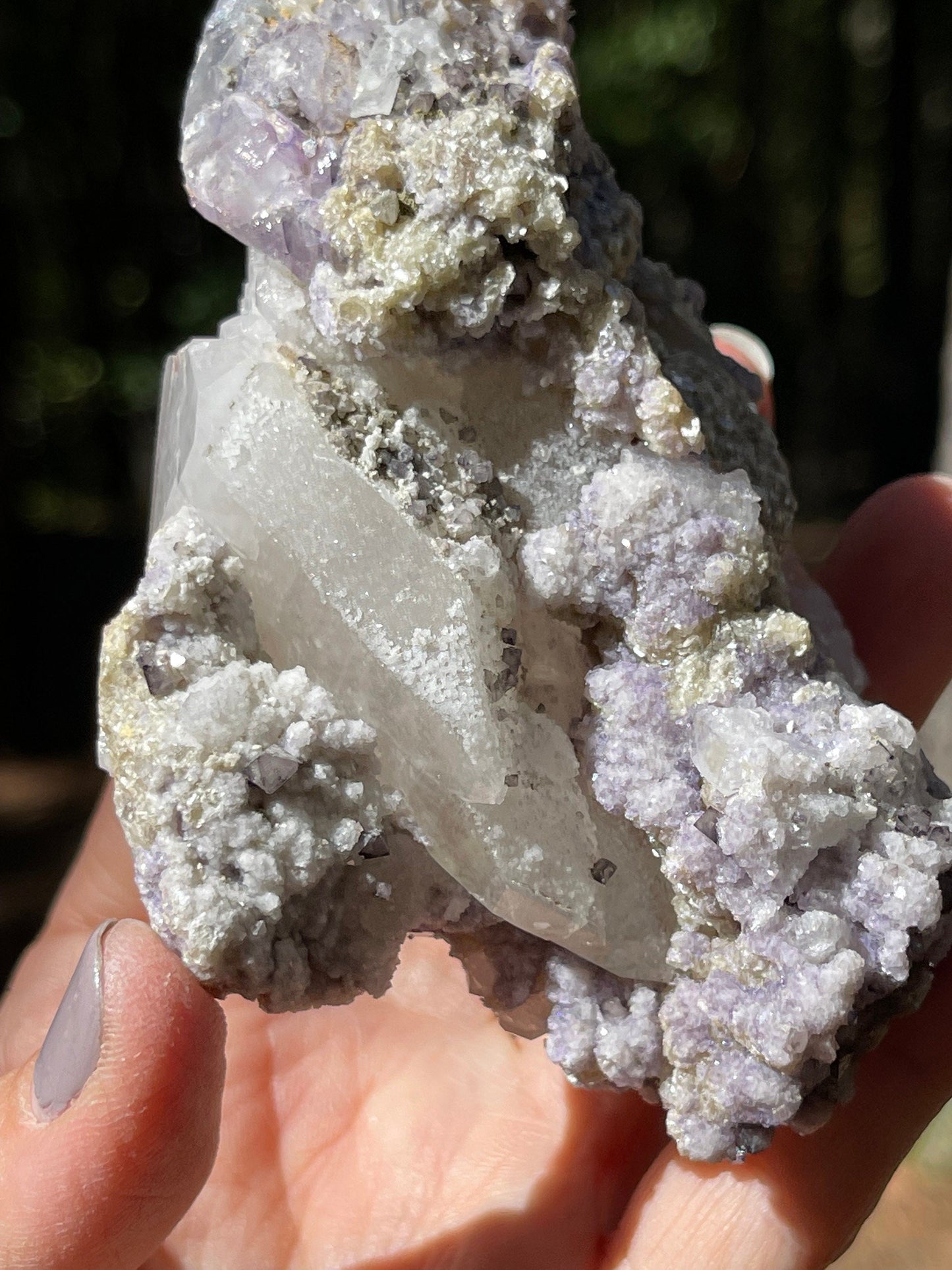 Scheelite, Lepidolite Phantom Fluorite & Quartz, Yaogangxian Minerals, Rare Minerals, Heart, Crown Chakra, Metaphysical Crystals, Q6-1001