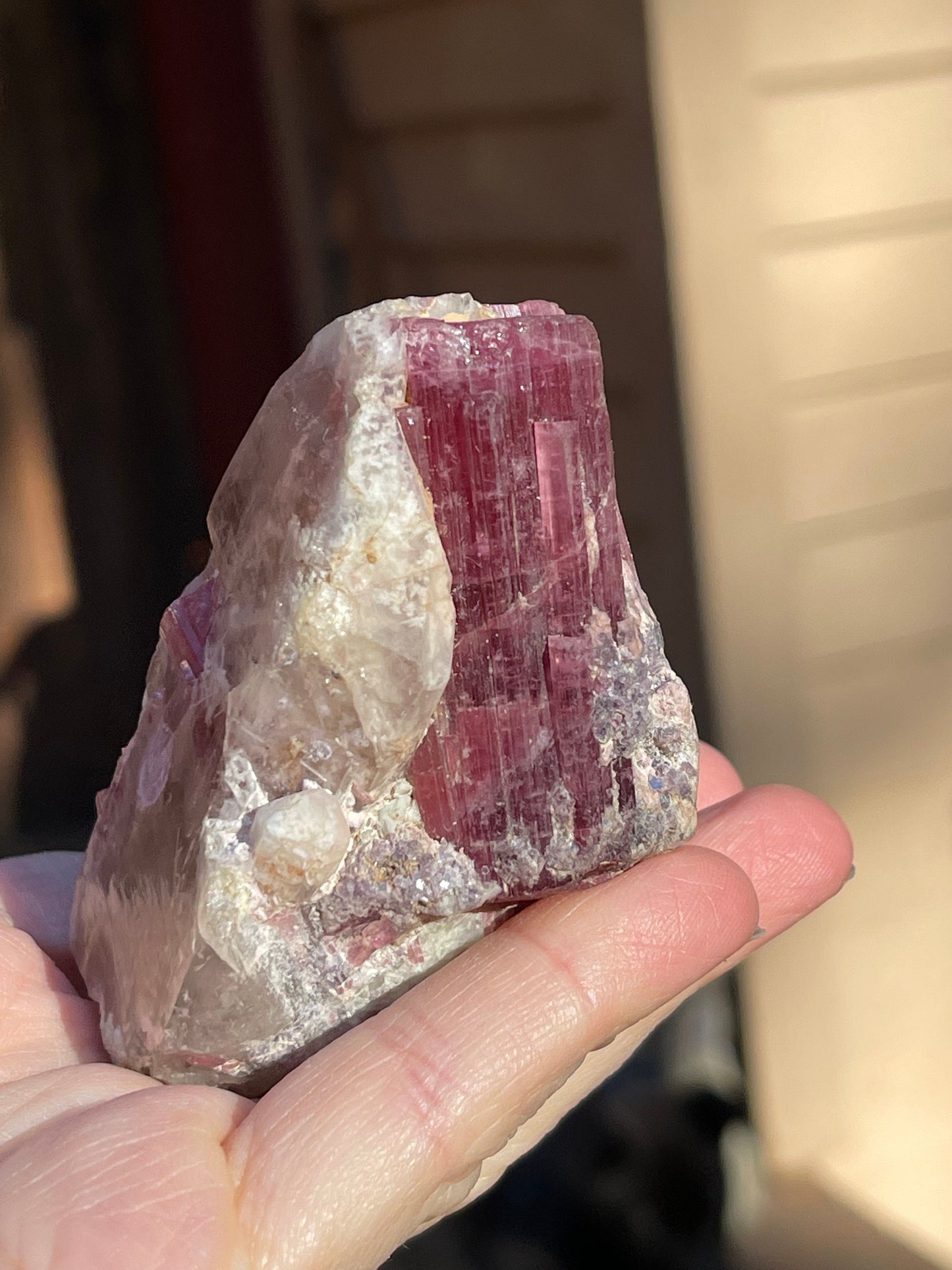 Stewart Mine Pink Tourmaline, Lepidolite, Smoky Quartz, Heart Chakra, Self Love, Heart, Empathy, Emotional Healing, PTSM-0116