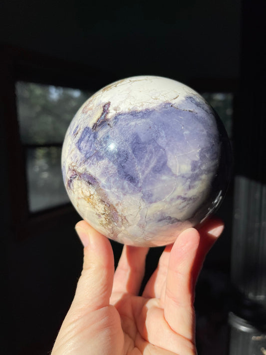 Bertrandite "Tiffany Stone" Sphere, Spor Mountain, Utah, Opalized Fluorite