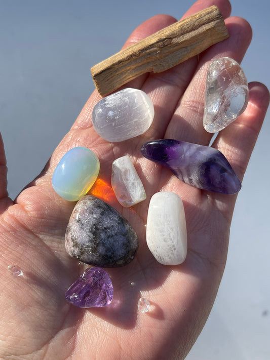 Spiritual Blessing Crystal Set, CROWN Chakra Intention