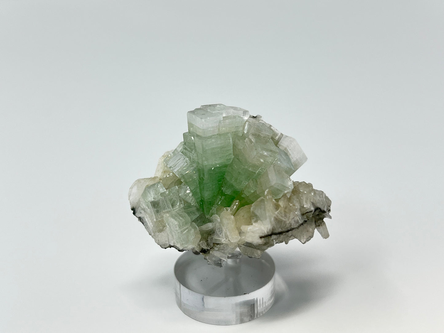 Green Apophyllite 'Disco Ball' Crystal, India