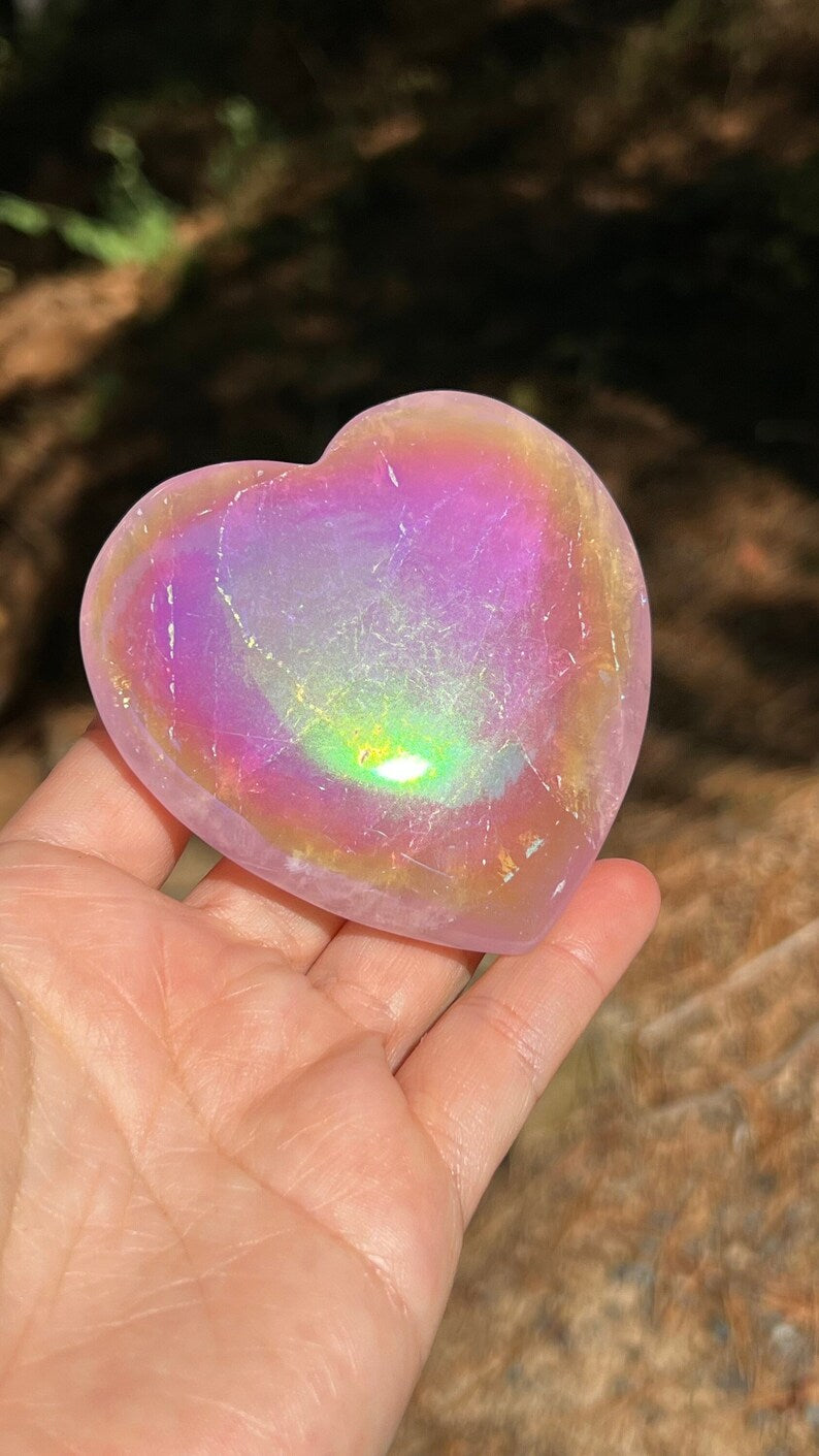 Angel Aura Rose Quartz Heart