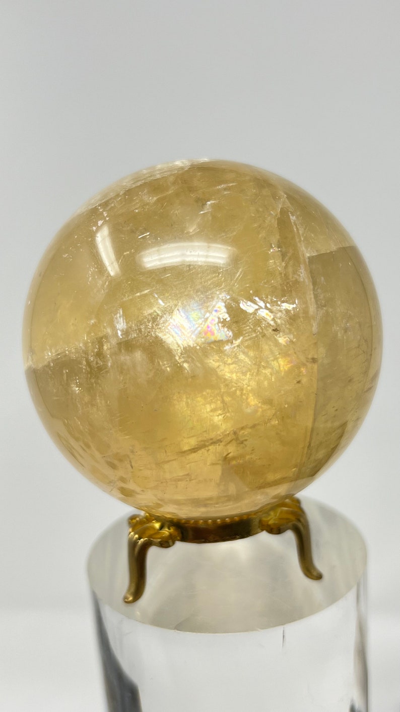 Golden Calcite Sphere with Stand, 546g Bolivia
