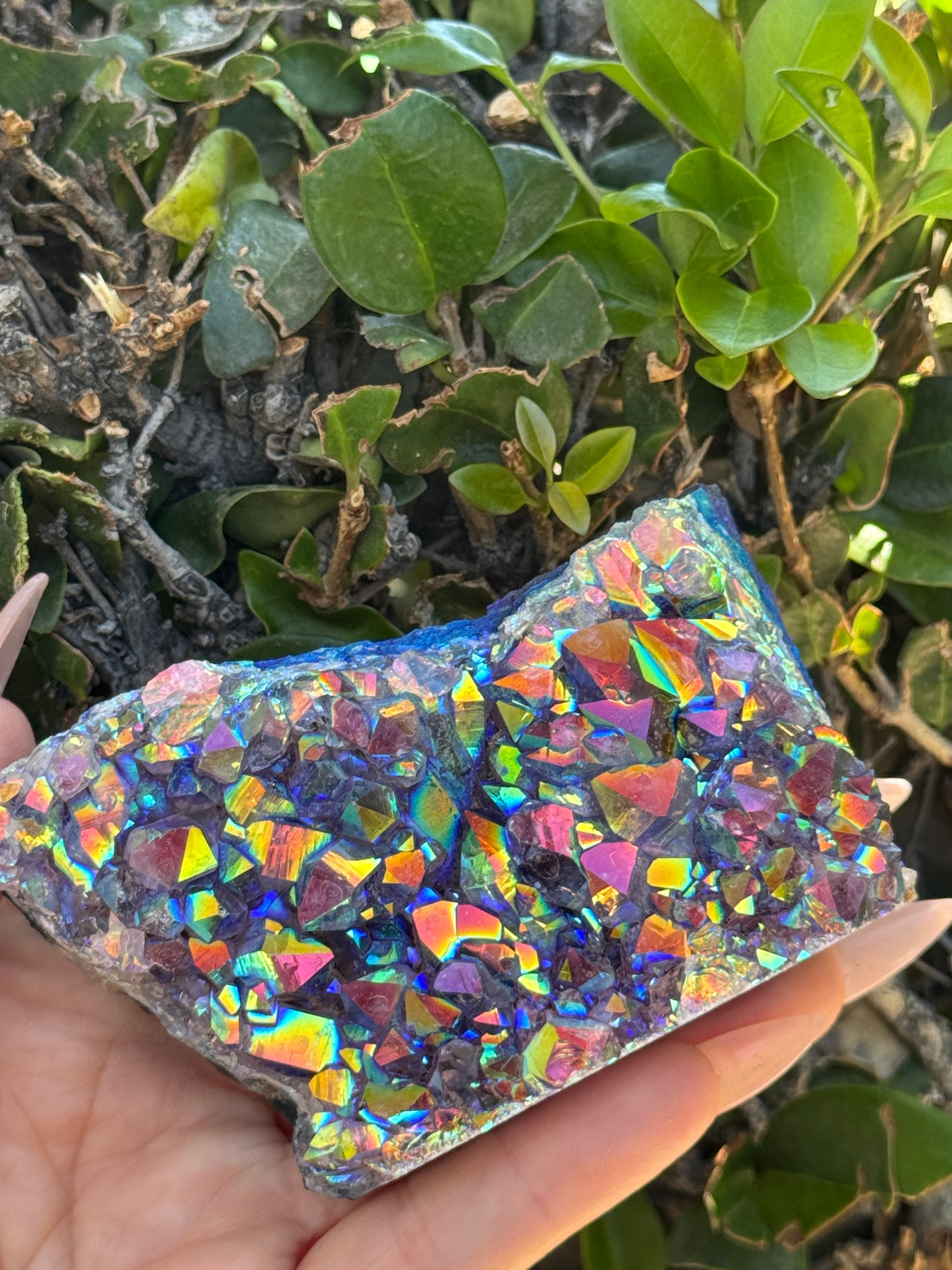 Rainbow Aura Amethyst Geode
