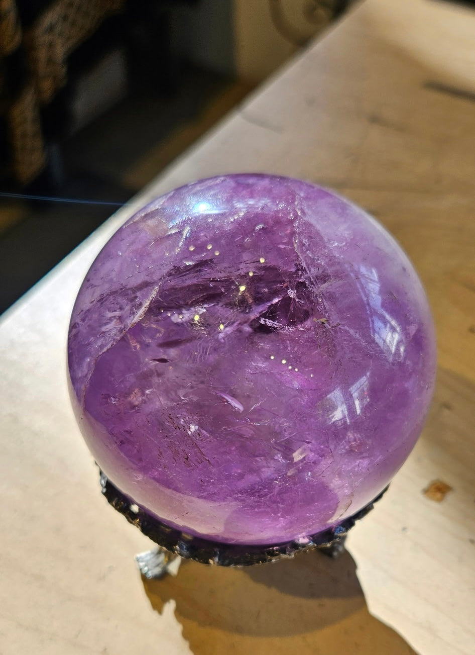 Amethyst Sphere with Antique Display Stand
