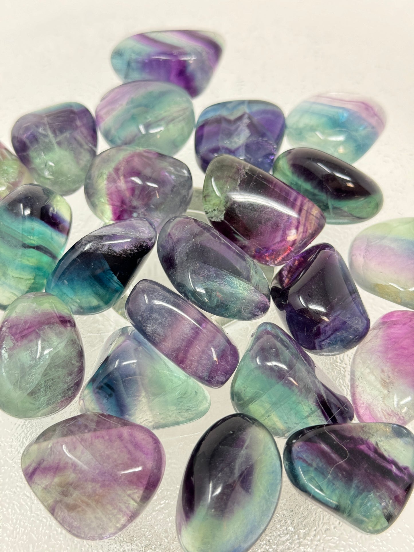 One Rainbow Fluorite Tumbled Stone