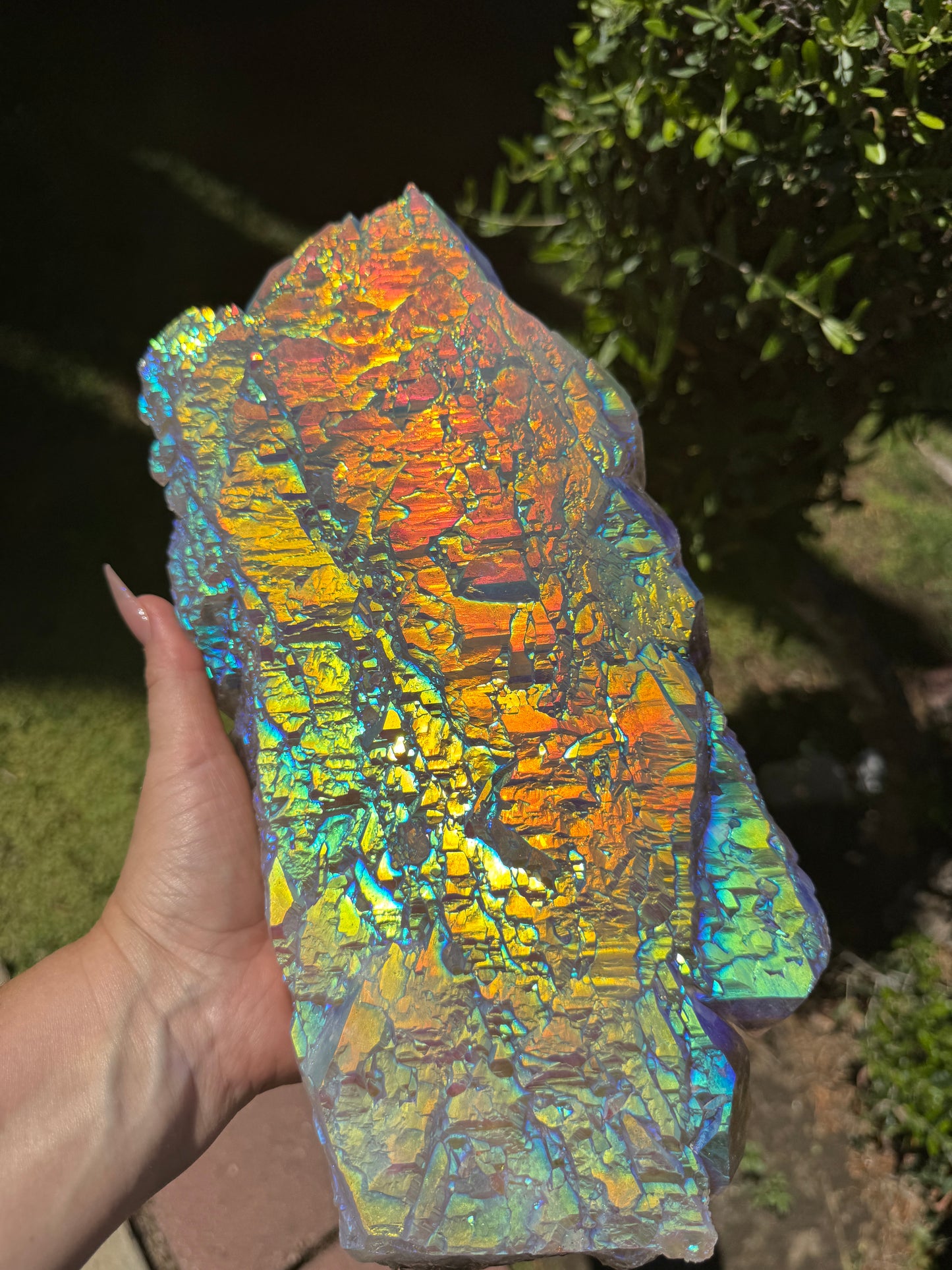 Rainbow Aura Smoky Citrine "Dragon Scales"