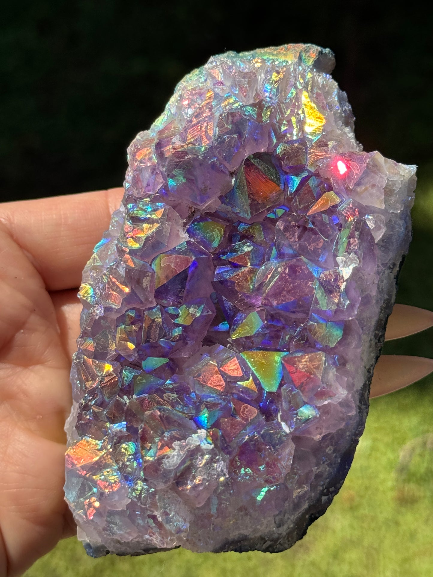 Rainbow Aura Amethyst Geode