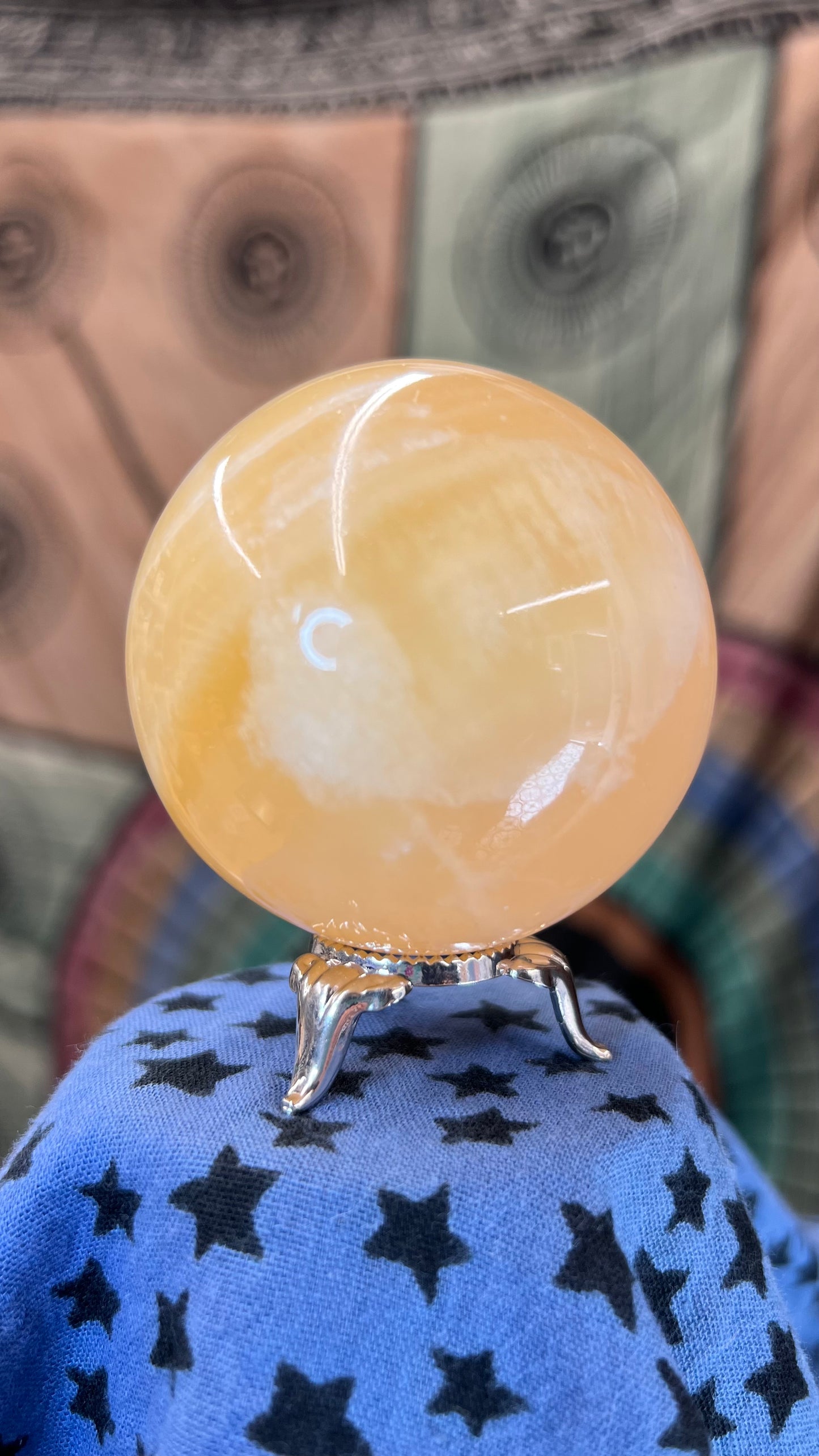 Orange Calcite Sphere with Display Stand