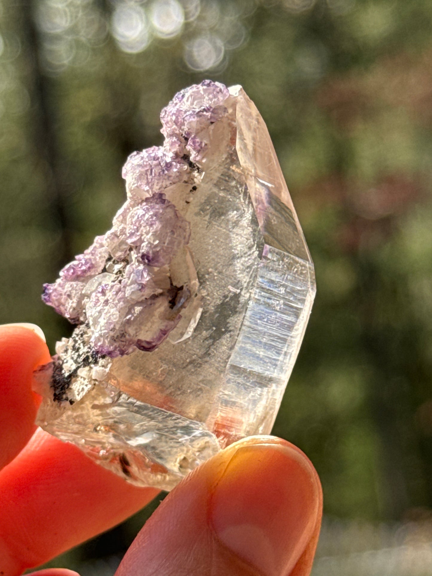 Purple Fluorite on Quartz, 35g Yaogangxian Minerals