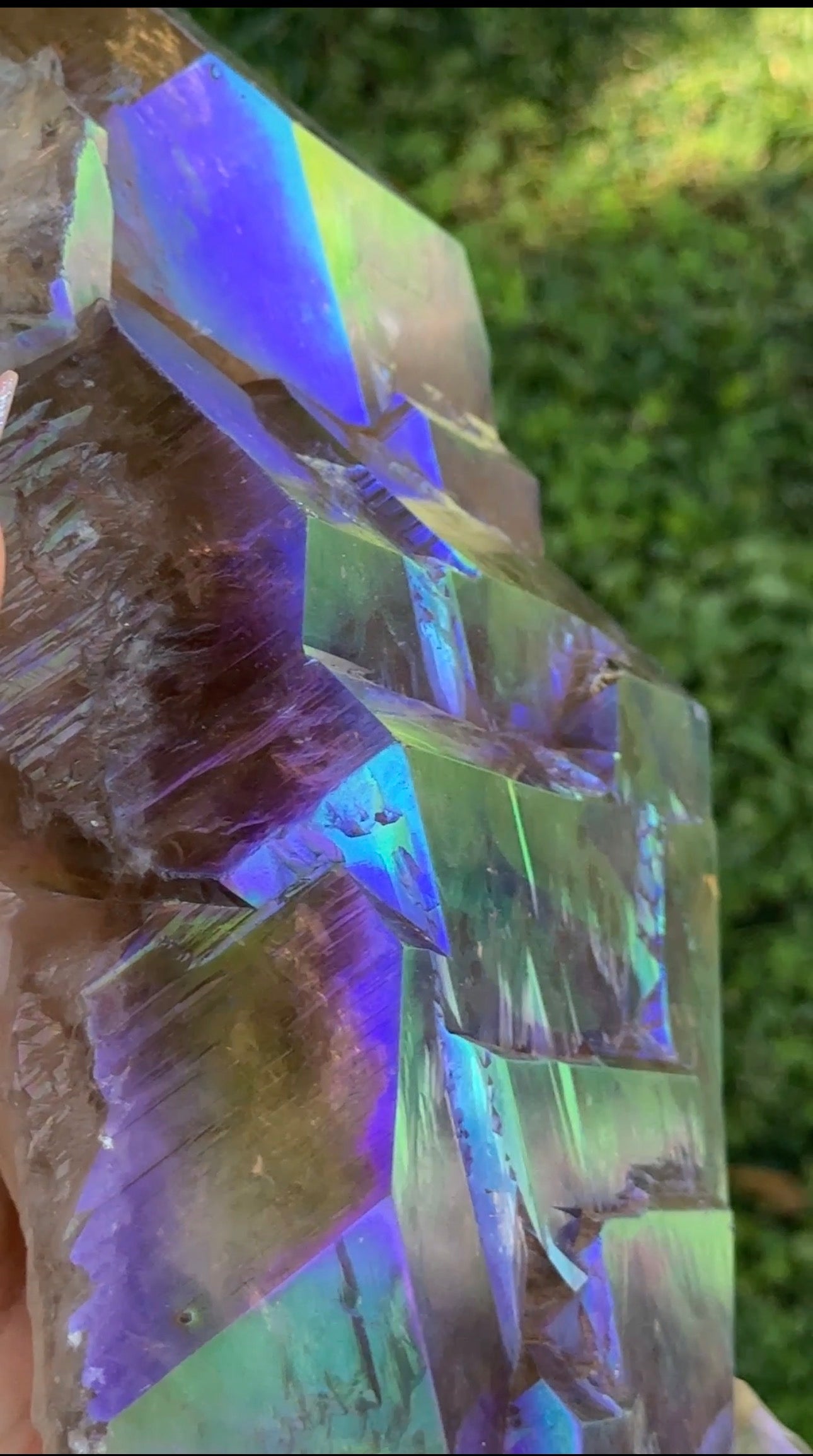 Rainbow Aura Smoky Citrine "Dragon Scales"