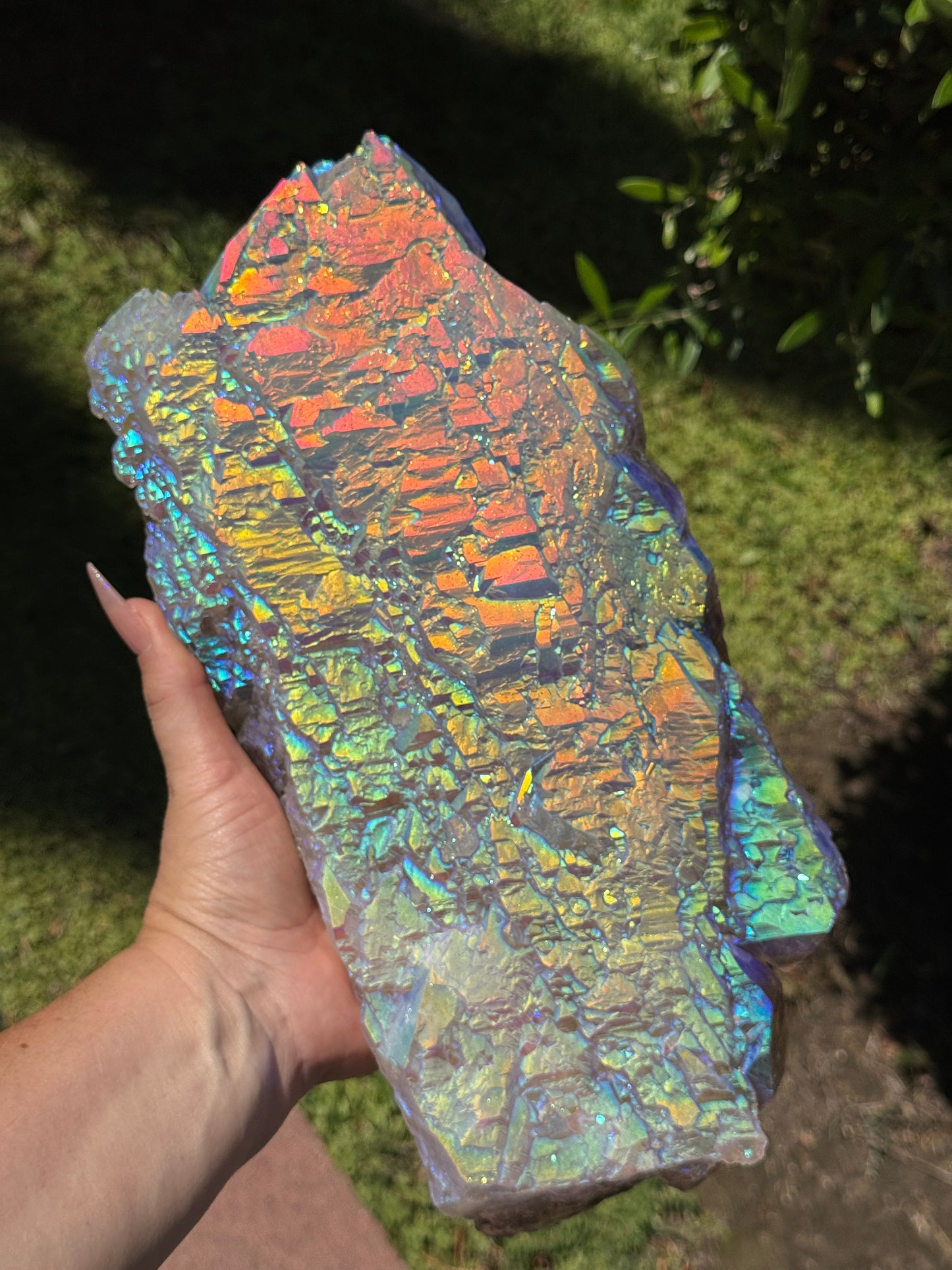 Rainbow Aura Smoky Citrine "Dragon Scales"