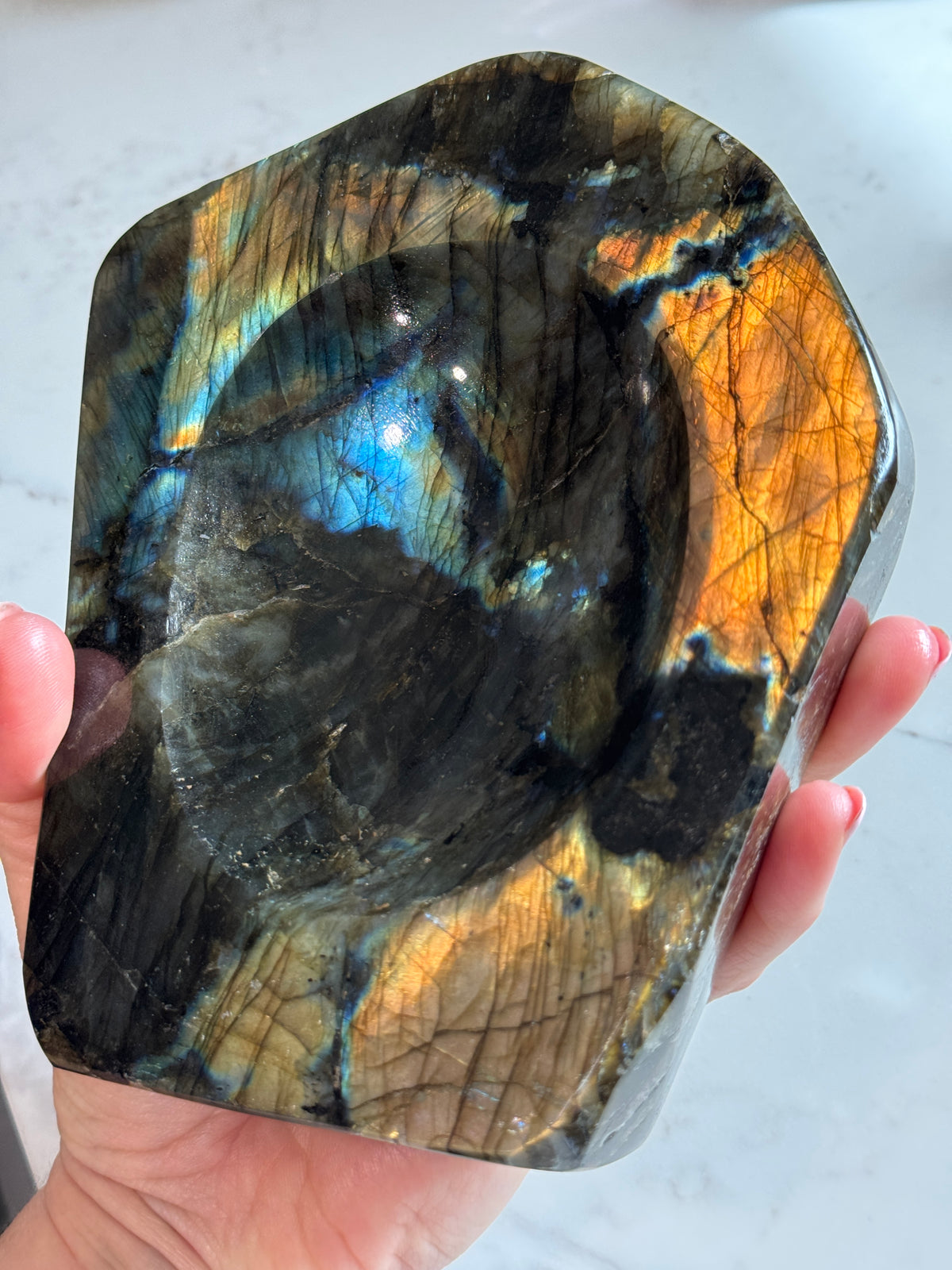 Colorful Labradorite Display Tray Decor