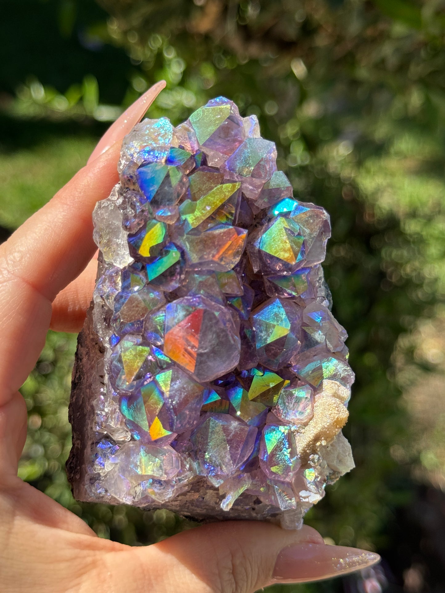 Rainbow Aura Amethyst Geode